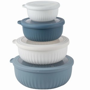 COOK WITH COLOR Wide Mixing Bowls with Lids 8 Piece Set BLACK OMBRE - 1 of 3