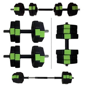Upgraded Sand-Filled Hex Dumbbell Set w/35cm Hollow Bars - Adjustable Strength Training Kit for Home Gym (Green) - 1 of 4