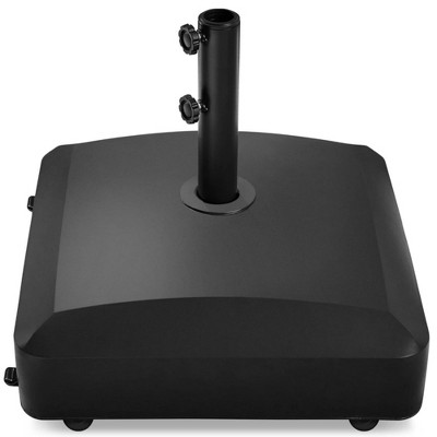 Sevobal Umbrella Bases, Fillable Mobile Umbrella Base with Wheels, Outdoor Square Base Stand for Patio Deck Poolside, Black, 19.29"*19.29"*8.26"