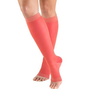 Truform Sheer Compression Stockings, 15-20 mmHg, Women's Knee High Length, Open Toe, 20 Denier - 1 of 4