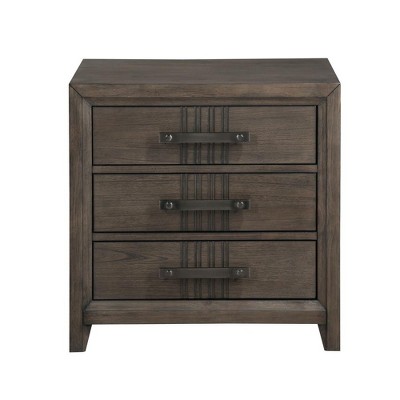 Landon Walnut Brown Pine Wood 3-Drawer Nightstand