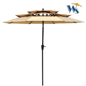 Gulches 9Ft 3-Tiers Outdoor Patio Umbrella with Crank and tilt and Wind Vents for Garden Deck Backyard Pool Shade Outside Deck Swimming Pool - 1 of 4