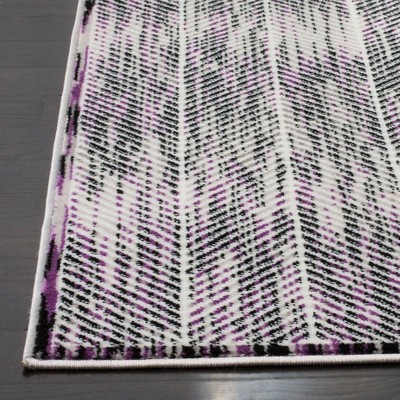 Skyler Grey and Purple Synthetic Square Area Rug