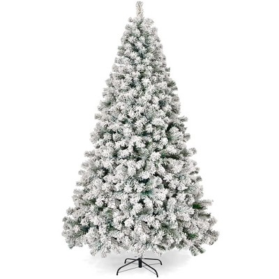 6ft Snow Flocked Christmas Tree, Hinged Artificial Tree for Home, Office & Holiday Decoration, Unlit Xmas Tree