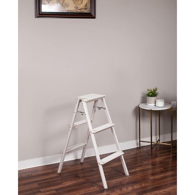 Compact Silver Steel Folding Step Ladder with Anti-Slip Treads