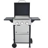 Okak 3/4-Burner Propane Gas BBQ Grill with Stainless Steel Plancha, Smoker Grill with Foldable Side Table and Hanging Basket - 2 of 4