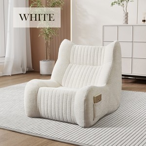 Hrinhom 35" W Bean Bag Chair, Chenille Lazy Floor Sofa Accent Chair With Side Pocket - 1 of 4