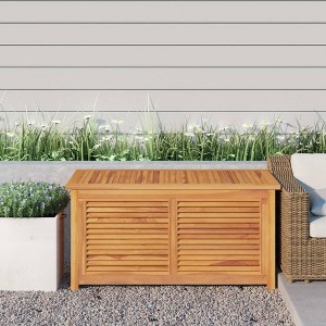 vidaXL Patio Storage Box with Bag 44.9"x19.7"x22.8" Solid Wood Teak - 1 of 4