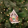 Northlight 5" Glittered Gingerbread House with Snowman Couple Christmas Ornament - 2 of 4