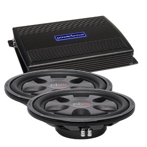 PowerBass Two S-12TD Dual 4-Ohm Shallow 12" Subwoofers With A ASA3-600.1D Amplifier - 1 of 4