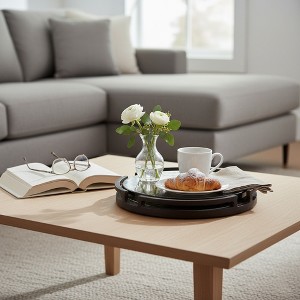 Decorative Round Glass Tray with Edge Design for House Decor - Modern Home Decor Accents for Jewelry, Bed, or Trinket Dish - 1 of 4