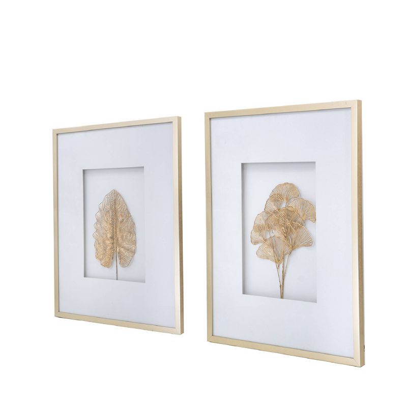 Set of 2 Rectangular Framed Botanical Wall Arts Gold - A&#38;B Home, 3 of 7