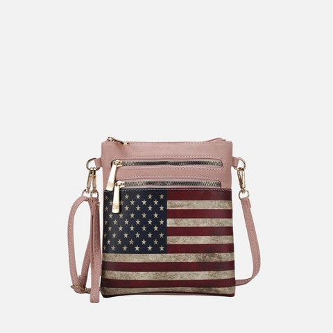 MKF Collection Patriotic Flag Crossbody Bag Vintage – Fourth of July Americana Handbag, Genesis | MKF Collection by Mia K - Rose Pink