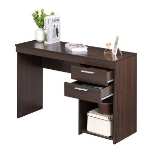 FONTOI Home Office Workstation Computer Desk Writting Table with Drawer Open Storage Study Desk for Living Room Bedroom, Brown, 47.6"* 16.1"*30.3" - 1 of 4