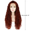 Unique Bargains Women's Halloween Long Water Wave Lace Front Wigs with Wig Cap 24" Red Brown 1PC - image 2 of 4