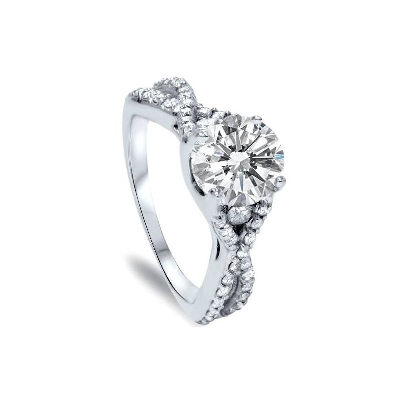 Pompeii3 2 1/2ct Moissanite & Diamond Infinity Engagement Ring in White Gold, 2 of 6