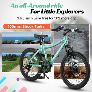 20 Inch Kids' Bike, Ages 6-12, 7 Speed Mountain Bike for Boys & Girls, Front Suspension, Disc & Rear V-Brakes, High Steel Frame - 1 of 4