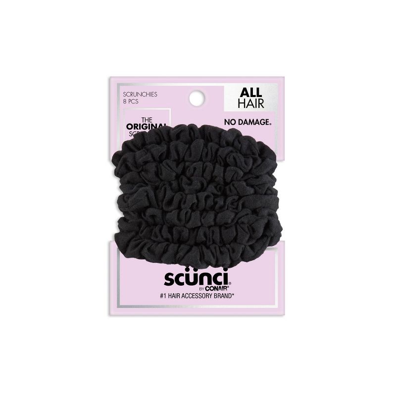 sc&#252;nci No Damage Knit Scrunchies - Black - All Hair - 8pcs, 1 of 5