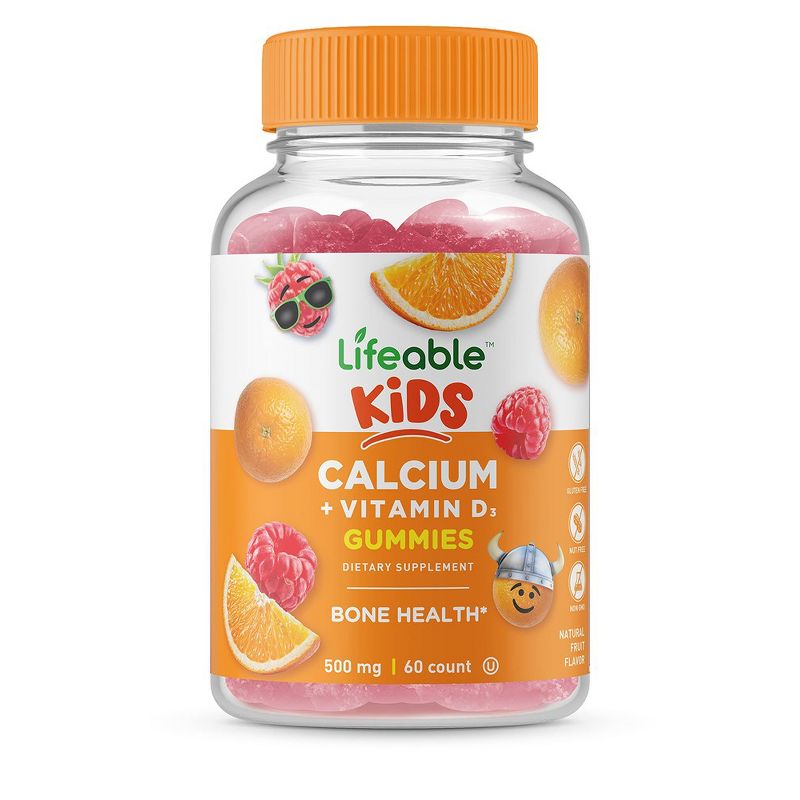 Lifeable Calcium Vitamin D for Kids, for Bone Health, 60 Gummies, 1 of 4