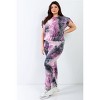 Slickblue Tie-Dye Top & Pants Set, Ruched Shoulders & High Waist, 2 Piece Outfit, Streetwear, Purple & Black, Size 1XL-3XL - 2 of 4