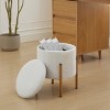 GlasFlength Ottomans and Benches Modern Round Storage Ottoman with Metal Base Elegant Simple Design for Modern Living Spaces, White, 14.6"*13"*6.7" - 2 of 4