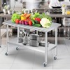 Heavy Duty Stainless Steel Prep Table with Wheels, 4 Sizes Commercial Work Table Kitchen Cart for Restaurant Bar Garage, NSF Metal - 2 of 4
