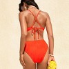 Women's Vibrant Plunge One-Piece Swimsuit with Crisscross Strappy Details - Cupshe - 4 of 4
