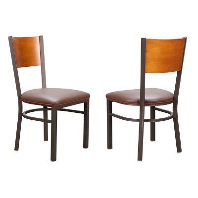 Set of 2 Elmer Metal Side Chairs Brown - Linon