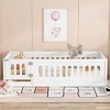 NicBex Twin/Full Size Kids Montessori Bed with Door and Slats,Floor Bed with Arched Fence Design,Toddler bed for Bedroom Playroom,White - 2 of 4