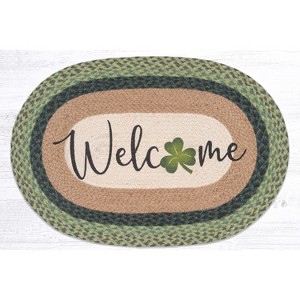 Earth Rugs Shamrock Welcome Oval Patch Rug – Hand-Braided Jute 20x30 St. Patrick’s Day Entry Accent Mat - 1 of 3