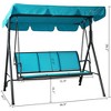 Kozyard Belle 3-Seater Outdoor Patio Glider Swing featuring a Durable, Weather-Resistant Powder-Coated Steel Frame and Comfortable Textilene Seats - 3 of 4