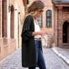 Amaryllis Women's Velvet Duster Open Front Relaxed Fit Longline Lightweight Cardigan Layering Piece - 3 of 4