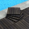 Racxily Acacia Wood Interlocking Deck Tiles Checker Pattern, 12" x 12" Square Dark Brown Acacia Hardwood Outdoor Flooring for Patio, Bancony - 2 of 4