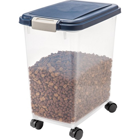 Iris USA 25Lbs/32.5Qt Airtight Pet Food Storage Container with Casters, Gray
