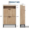 Fluted Shoe Cabinet with 2 Flip Drawers & Open Shelf, 44" Modern Entryway Storage Organizer, Wood Shoe Rack with Gold Handles for Hallway & Foyer - 2 of 4