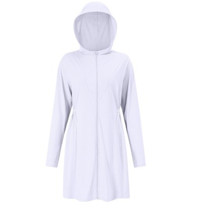 Women's UPF 50+ Sun Protection Beach Cover Up Long Zip Up Hoodie Lightweiht Long Sleeve Sun Shirt for Women with Thumb Hole