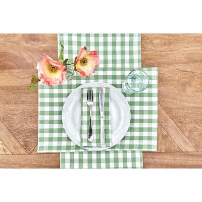 Green and White Cotton Gingham Rectangular Placemats Set of 6