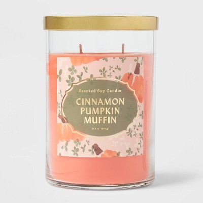 21.5oz Lidded Glass Jar 2-Wick Cinnamon Pumpkin Muffin Candle - Opalhouse™