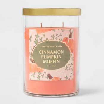 2-Wick Clear Glass Cinnamon Pumpkin Muffin Lidded Jar Candle 21.5oz - Opalhouse™
