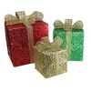 Northlight Pre-Lit Glittering Gift Boxes Christmas Outdoor Decoration - 15" - Set of 3 - 2 of 2
