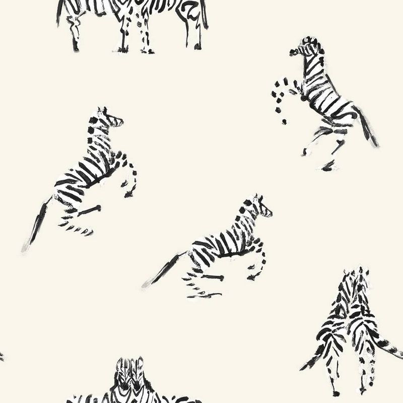 Tempaper Zebras In Love Peel and Stick Wallpaper Waverly White, 1 of 6