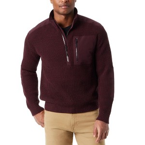 BASS OUTDOOR Mens Quarter Zip Patch Pullover Sweater - 1 of 2