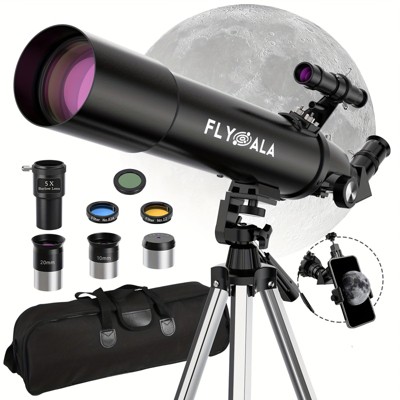 Telescope for Adults,80mm Aperture 600mm Focal Length Beginners Astronomical Telescope for Adults (30X-750X),Refractor Astronomy telescopes,Black