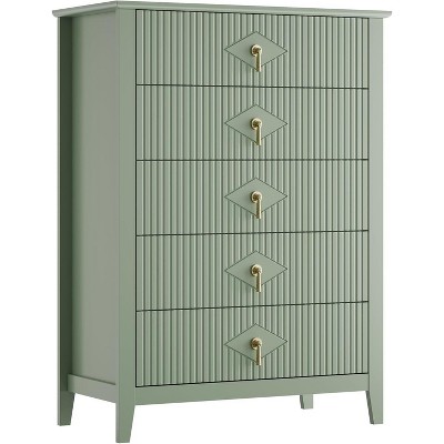 Acekool 31.5" 5-Drawer Fluted Dresser, Modern Organizer Chest, Entryway, Nursery