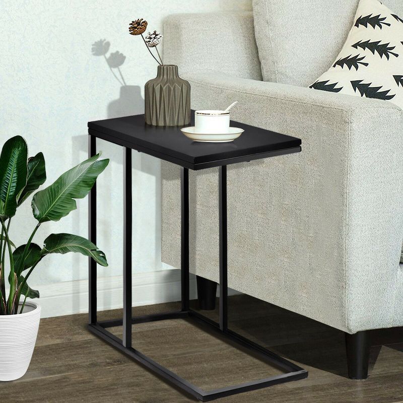 Costway Coffee Tray Sofa Side End Table Ottoman Couch Console Stand TV Lap Snack Black, 2 of 10