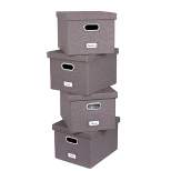 Internet's Best 4-Pack Collapsible File Storage Organizer with Lid - Grey
