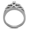 Slickblue Silver Crown Ring, Heart Motif, Polished Stainless Steel, Clear Crystal, Women's Jewelry, Size 5-10 - 3 of 4