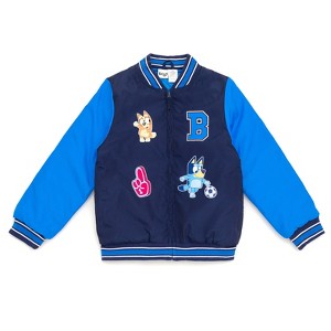 Bluey Varsity Zip Up Raglan Bomber Jacket Toddler - 1 of 4