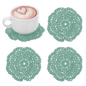 Unique Bargains Round Handmade Crochet Cotton Cup Coaster Placemats Home Decoration - 1 of 4