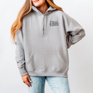 Simply Sage Market Embroidered Fall Vibes Retro Quarter Zip Fleece - 1 of 4